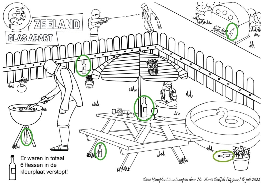 kleurplaat met verstopte glazen